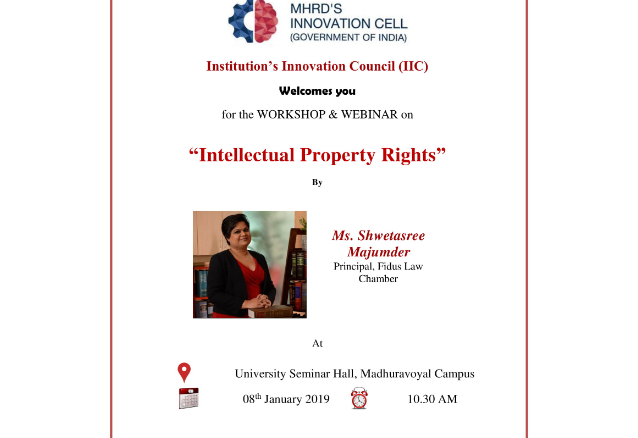IPR Workshop - MHRD Innovation Cell, 8 Jan 2019