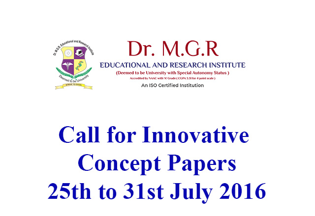 Call for Innovative Concept Papers - 25th to 31st July 2016