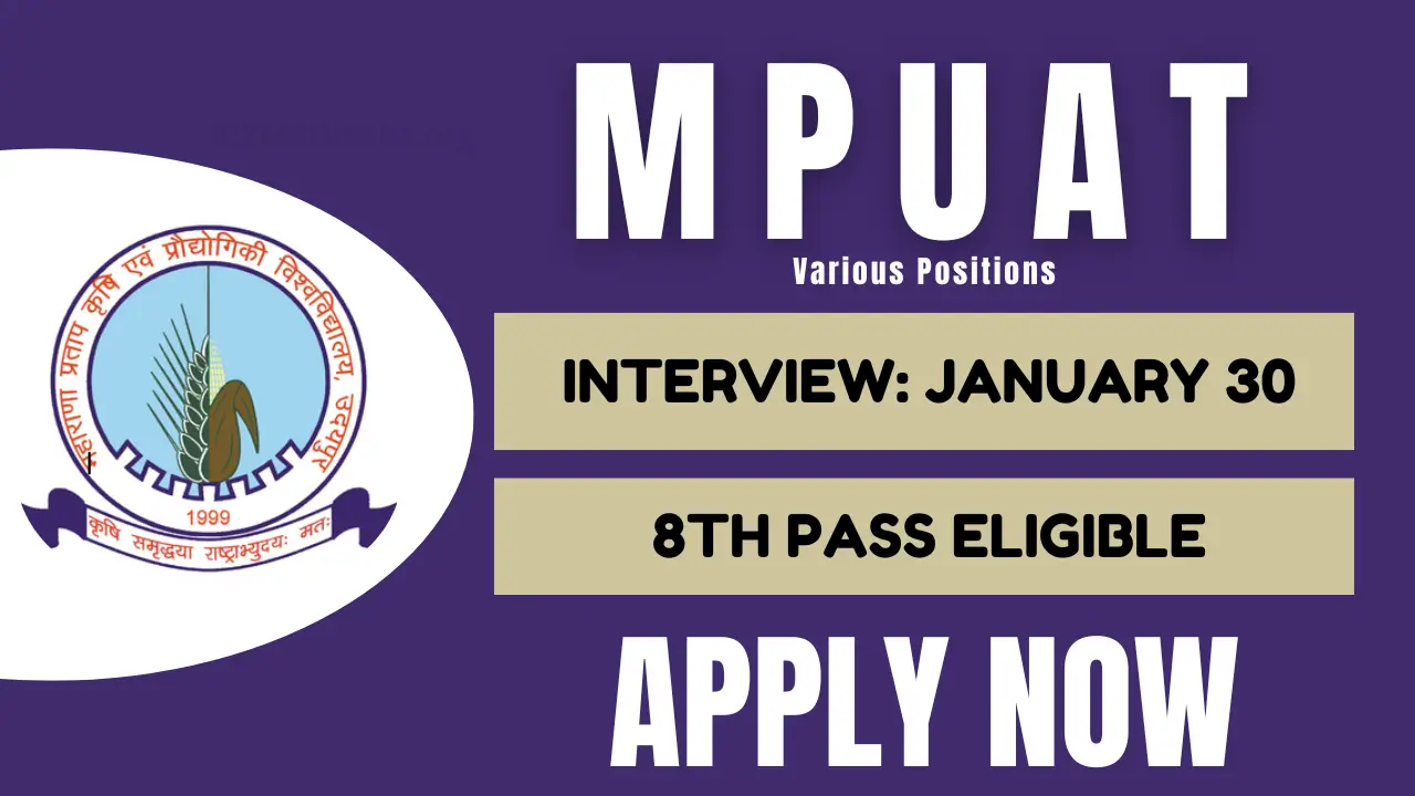 MPUAT Various Post Recruitment